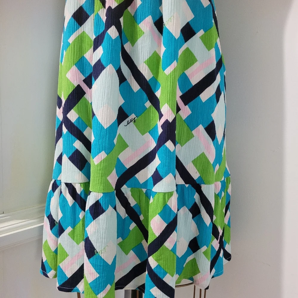 Lilly Pulitzer Geometric pattern signature Cotton fabric Summer mini dress sz 6 - Picture 3 of 11